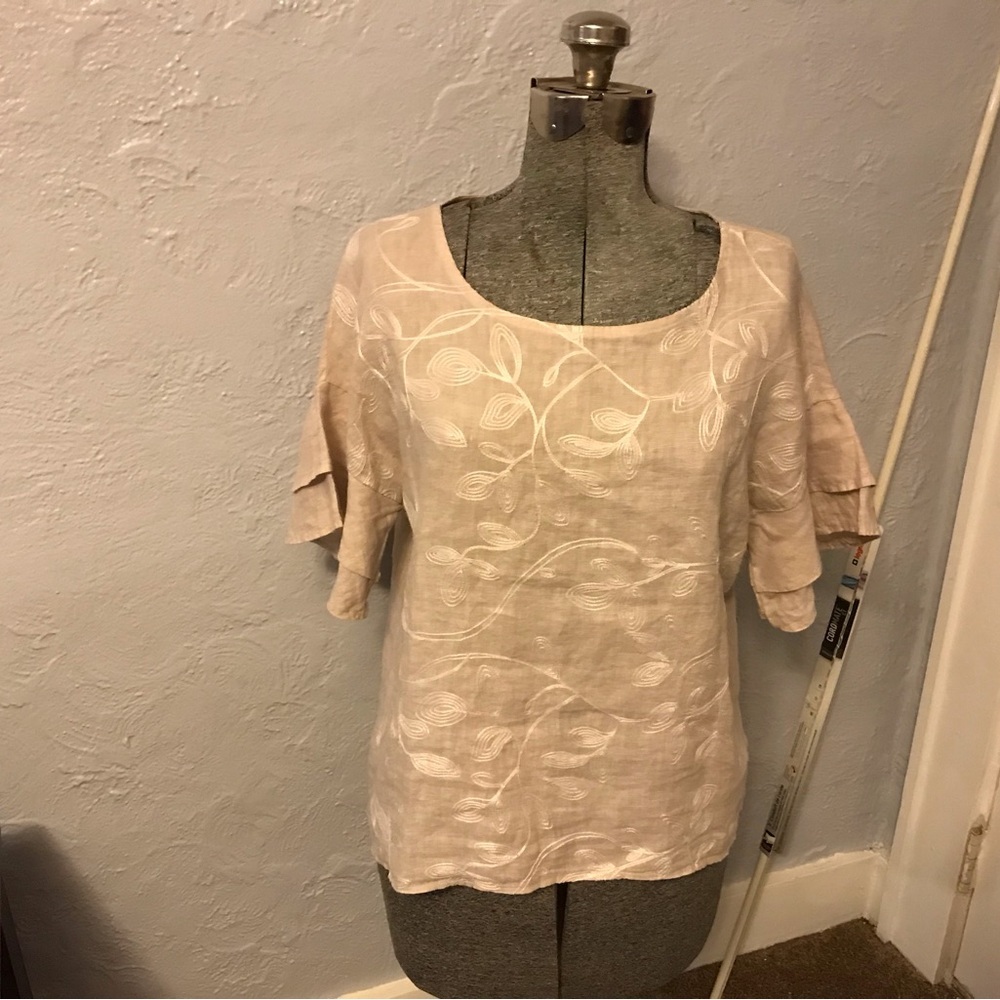 Elegant Beige Embroidered Women's Blouse